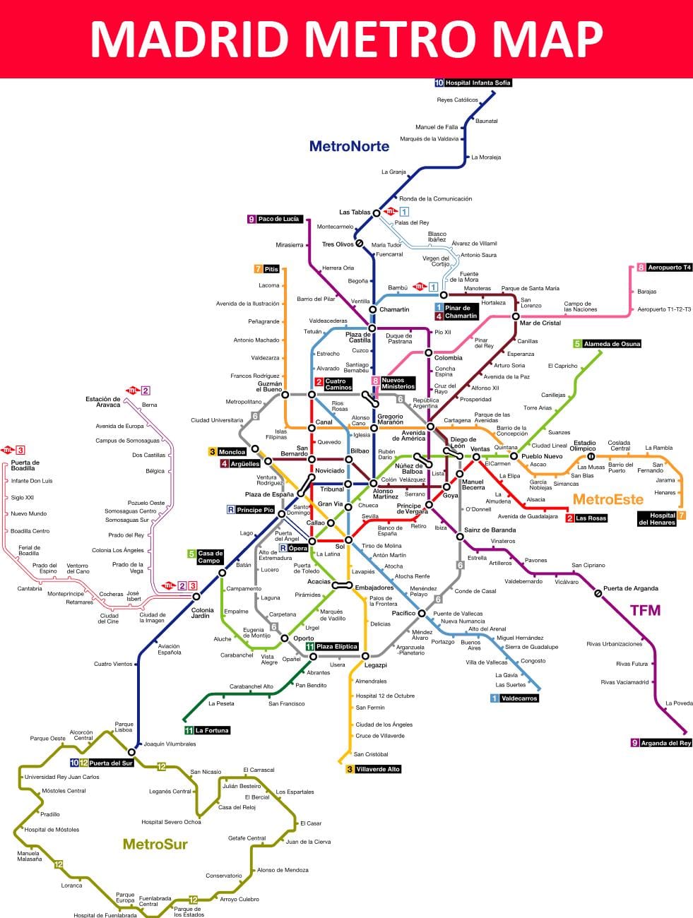 Метро Мадрыда Іспанія карта