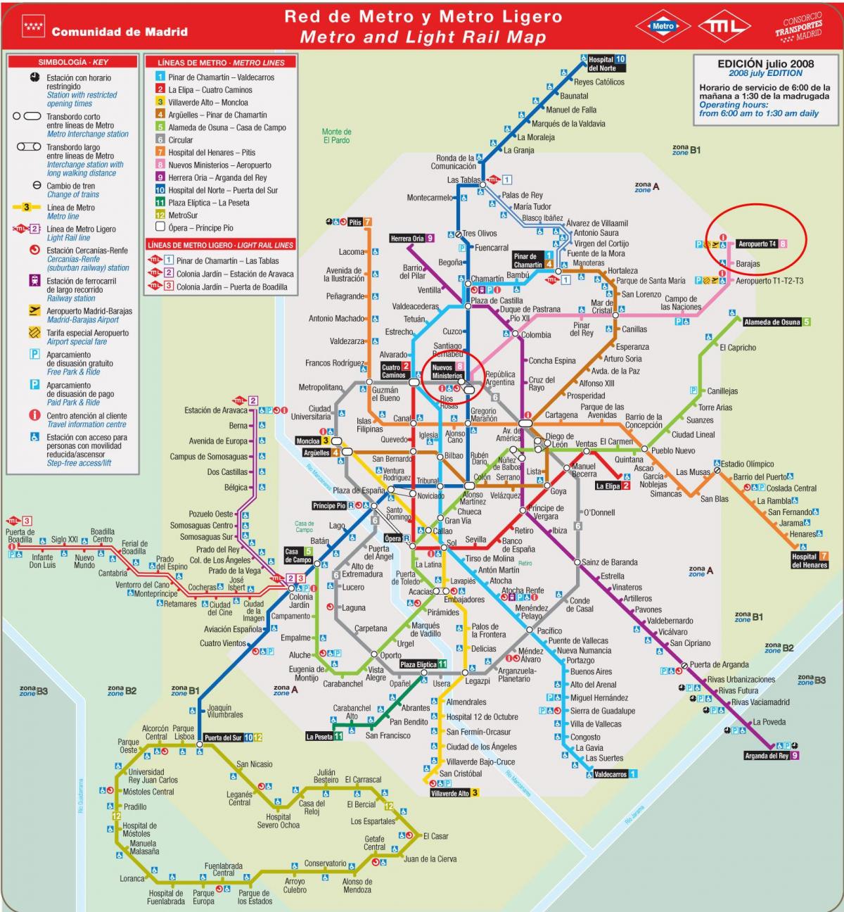 Аэрапорт Мадрыд схема метро 