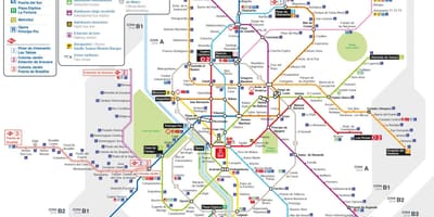 Карта Мадрыда на грамадскім транспарце