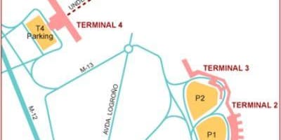 Тэрмінала мадрыдскага аэрапорта карце